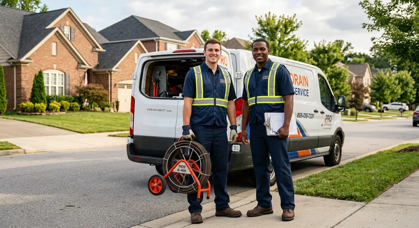 Sewer and drain service team with equipment ready for work in Atlantic Beach