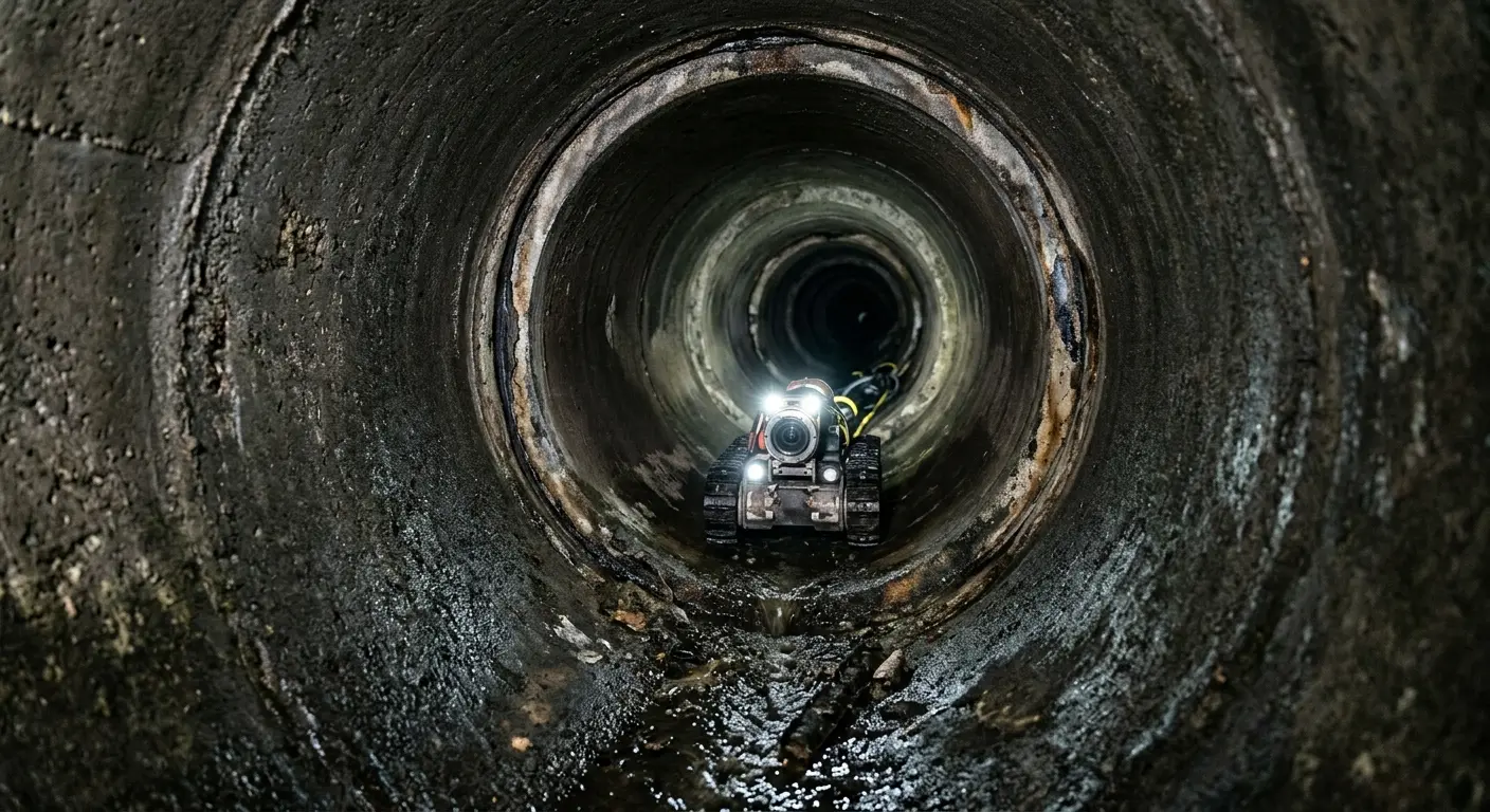 Robotic sewer camera inspecting pipe interior for Sewer Line Cleaning in Atlantic Beach